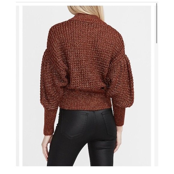 Express Chunky Balloon Sleeve Mock Neck Sweater M - Picture 2 of 5